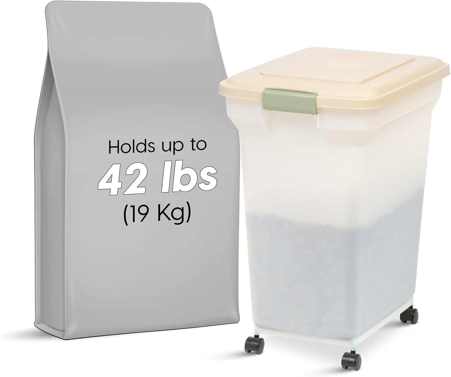 IRIS USA 67 quart Airtight Pet Food Container, Almond (300689)