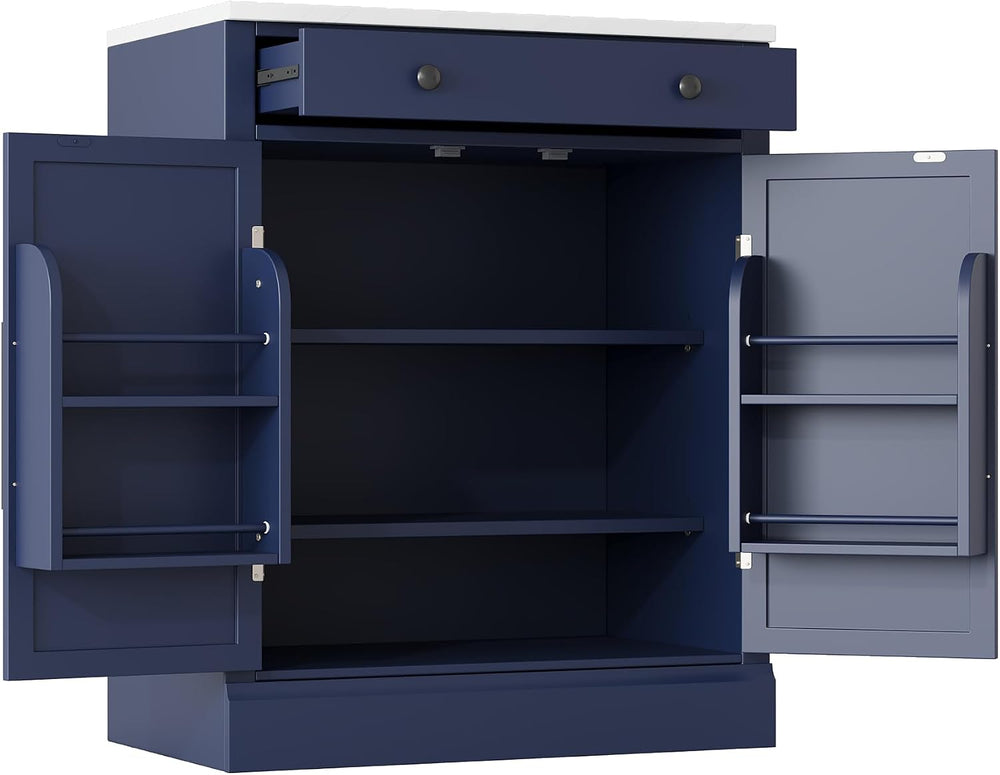 Merax Kitchen Pantry Storage Cabinet Freestanding Cupboard with Darwer, 2 Adj...