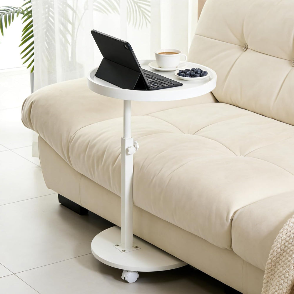 YYW C Shaped End Table Adjustable Height, 360°Swivel TV Tray Table for Small ...