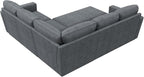 HONBAY Modular Sectional Sleeper Sofa with Pull Out Bed, Chenille L Shaped Couch with Storage Seats, Convertible Sectional Couches for Living Room, Bluish Grey