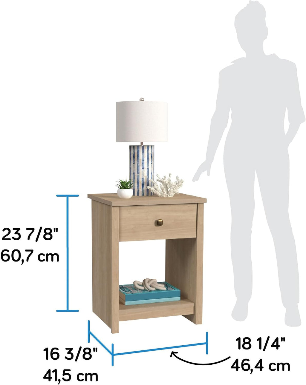 Sauder River Ranch Nightstand W/Drawer, Harvest Walnut Finish