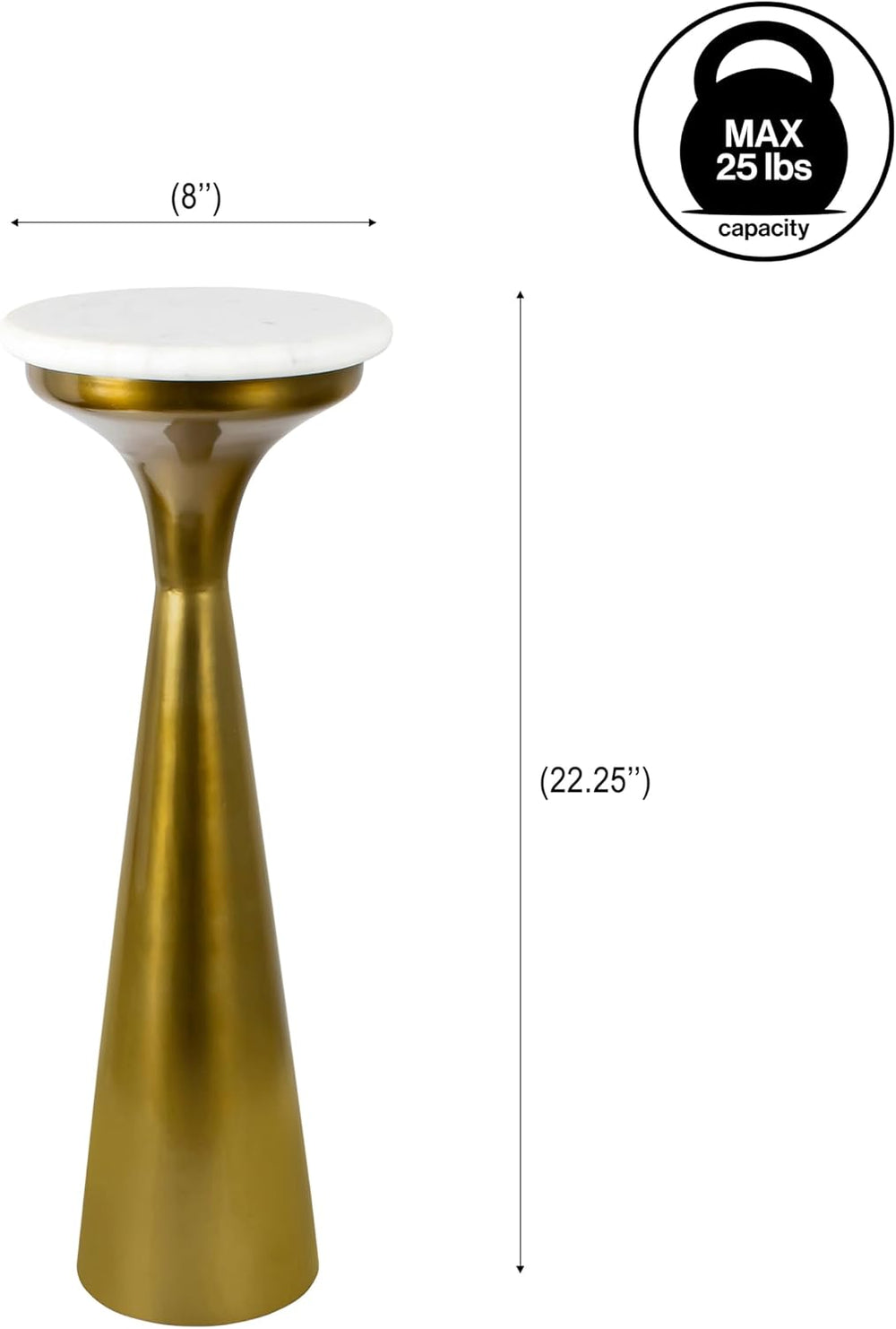 Eyely DNE1009A Alton 22.25" Mid-Century Glam Retro Metal Drink Table wit...