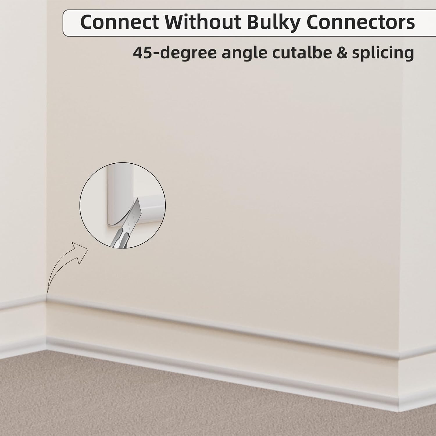 118" Side Buckle Cable Hider for 1 Cords,Extension Cord Covers for Wires On Wall,Adhesive Cord Hider for Wall Mount Tv, Wire Channel for Cable Concealer,Cable Raceway Home & Office,White