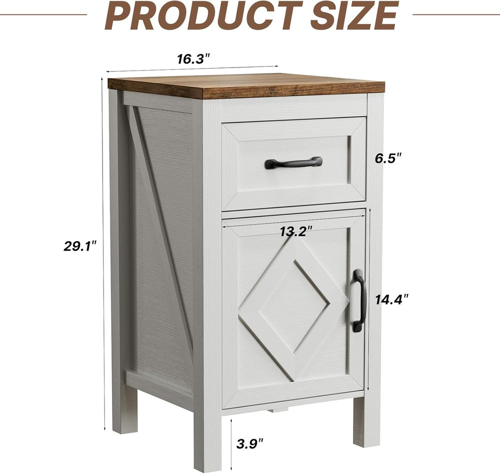 BVIUNTWO Set of 2 End Table, Modern Farmhouse Sofa Table Rustic Nightstand wi...
