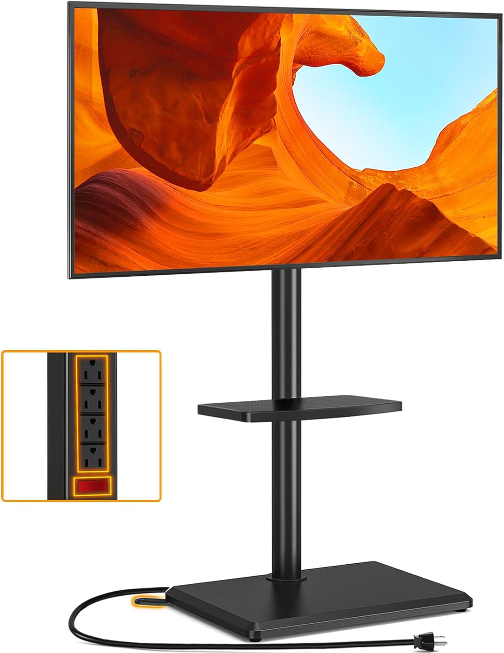 TVON Floor TV Stand with Power Outlet for 32-65 inch TVs up to 88 lbs | Swive...