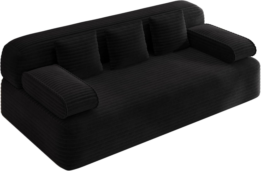 78.7'' Couches Queen, Corduroy Futon Sofa Bed, Modern Floor Couch, Cl...