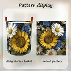 Laundry Baskets 15.7x19.7 Inch Large Vintage Sunflower Daisy Blue Wildflower Design Collapsible Laundry Hamper with Handles Oxford Fabric Clothes Storage Bin Foldable Dirty Clothes for Bedroom