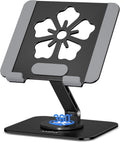 Tablet Stand for iPad, 360° Rotating Aluminum Foldable Holder – Adjustable Desk Stand | Fits iPad Pro 12.9/11,Samsung Galaxy Tab – Portable for Home, Office & Travel,Black