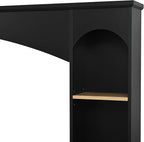Ball & Cast 91" Arched Entertainment Center Wall Unit with Bookshelf, Farmhouse Large TV Stand with Wood Grain for TVs Up to 70", Media TV Console with Adjustable Shelves for Living Room,Black