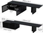 XEW Extendable TV Stand with Storage and Shelves, Wood Entertainment Center for 55+ Inch TV, Modern TV Console, Minimalist Media Console for Living Room, Bedroom-Black (Extendable: 78.7"-110")