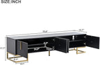 Ball & Cast Modern TV Stand with Storage Cabinets for TVs up to 80", Luxury Media Console w/Metal Legs & Gold Handles,Geometric Lines & Adjustable Shelf,Entertainment Center for Living Room,Black