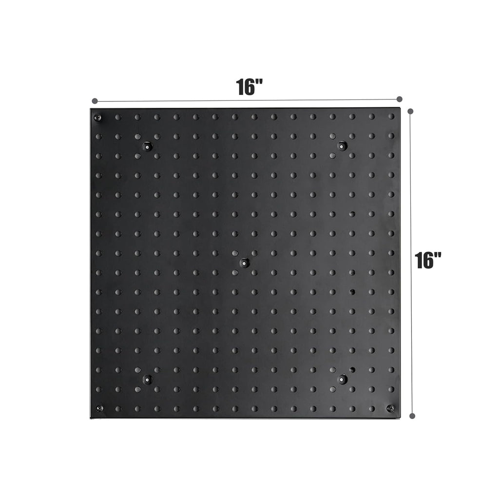 Pegboard Smith 16x16 inch Wall Tool Organizer Pegboard Panels, Black Metal Pegboard for Tool Storage, Workbench Tools Organization Peg Board(4 PCS, Black)