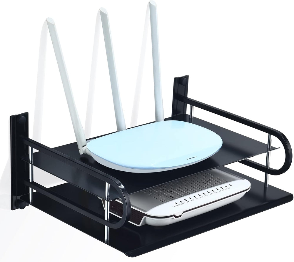 2-Tier Metal Floating Wall Shelves for AV TV Box Console, 12x9.8 Inch