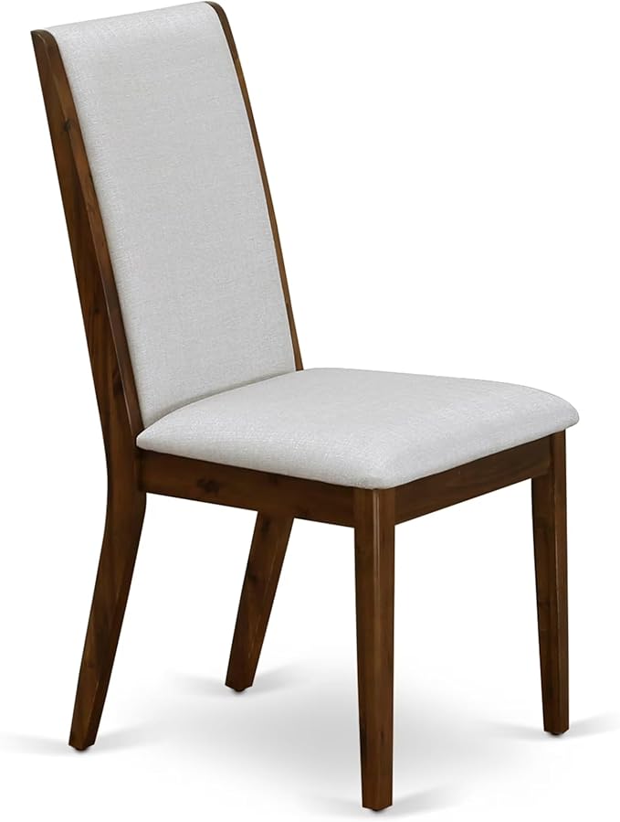 I2LA5-50N-05 - 5-Piece Mid Century Dining Set Includes A Table and 4 Grey Polyester Fabric Mid Century Dining Chairs with High Back, Antique Walnut