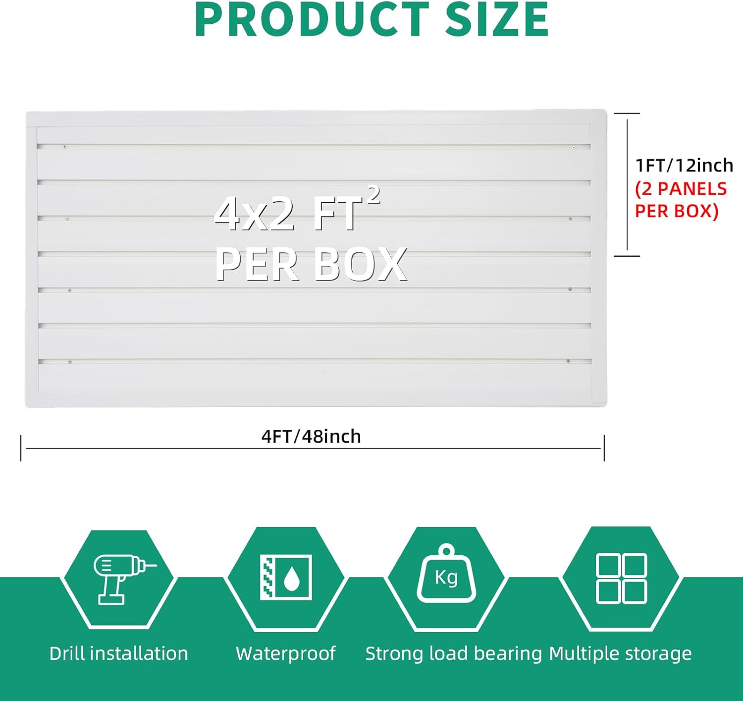 Slatwall Panel 4x2 ft Garage Mounted Storage, White Slat Wall Paneling Garage Organizers Storage, Peg Board Tool Organization PVC Wall Panels, Garage Slat Wall Storage Systems Pegboard Wall Organizer
