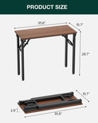 Frylr Small Folding Computer Desk – Portable 35.8 Inch Foldable Laptop Table, No-Assembly, Collapsible and Compact for Easy Storage, Lightweight for Small Spaces, Craft and Study Use, Dark Walnut