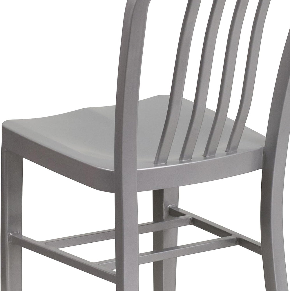 Flash Furniture Commercial Grade Silver Metal Indoor-Outdoor Chair