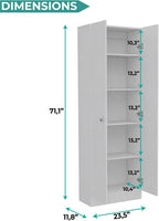 Tuhome Tall Storage Cabinet with 5 Adjustable Shelves, Two Large Doors and Kitchen Utility Sink Set with Stainless Steel Countertop Included