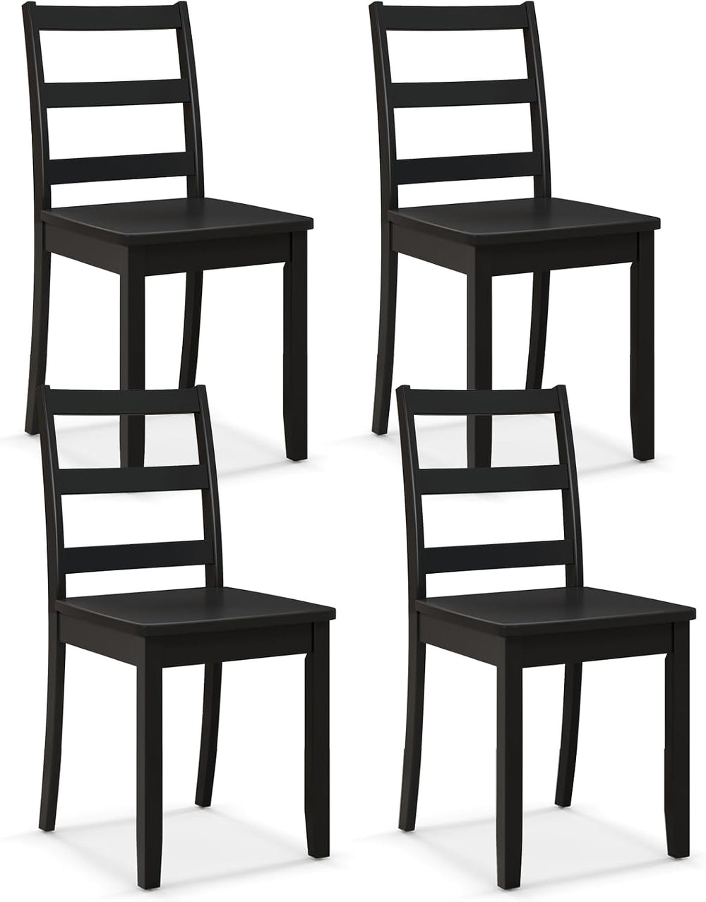 GIANTEX Wood Dining Chairs Set of 4 Black- Wooden Armless Kitchen Chairs with...