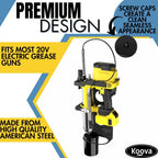 Koova Wall Mounted Grease Gun Holder for 20v Grease Guns | Durable Metal Construction | Made in USA | Includes Mounting Hardware