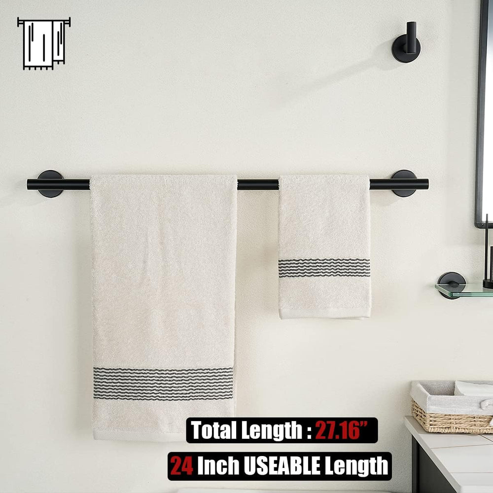 JQK Black Towel Bar, 27 Inch 304 Stainless Steel Thicken 0.8mm Towel Rack Bat...