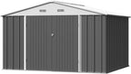 Furniwell 10x8 FT Outdoor Storage Shed, Metal Garden Sheds Outdoor Storage House with Single Lockable Door for Backyard Patio Lawn, Gray