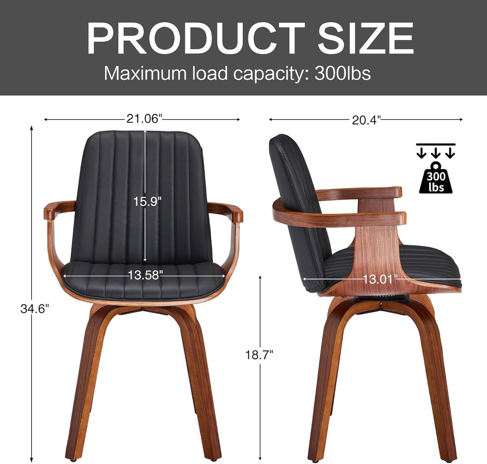 VipDesk Dining Chairs Set of 2 - Mid Century Modern Swivel Kitchen Chairs for...