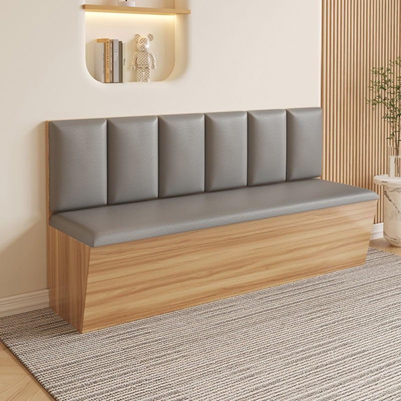 LAKIQ Modern Upholstered Storage Bench with Back - Indoor Loveseat Settee Ben...