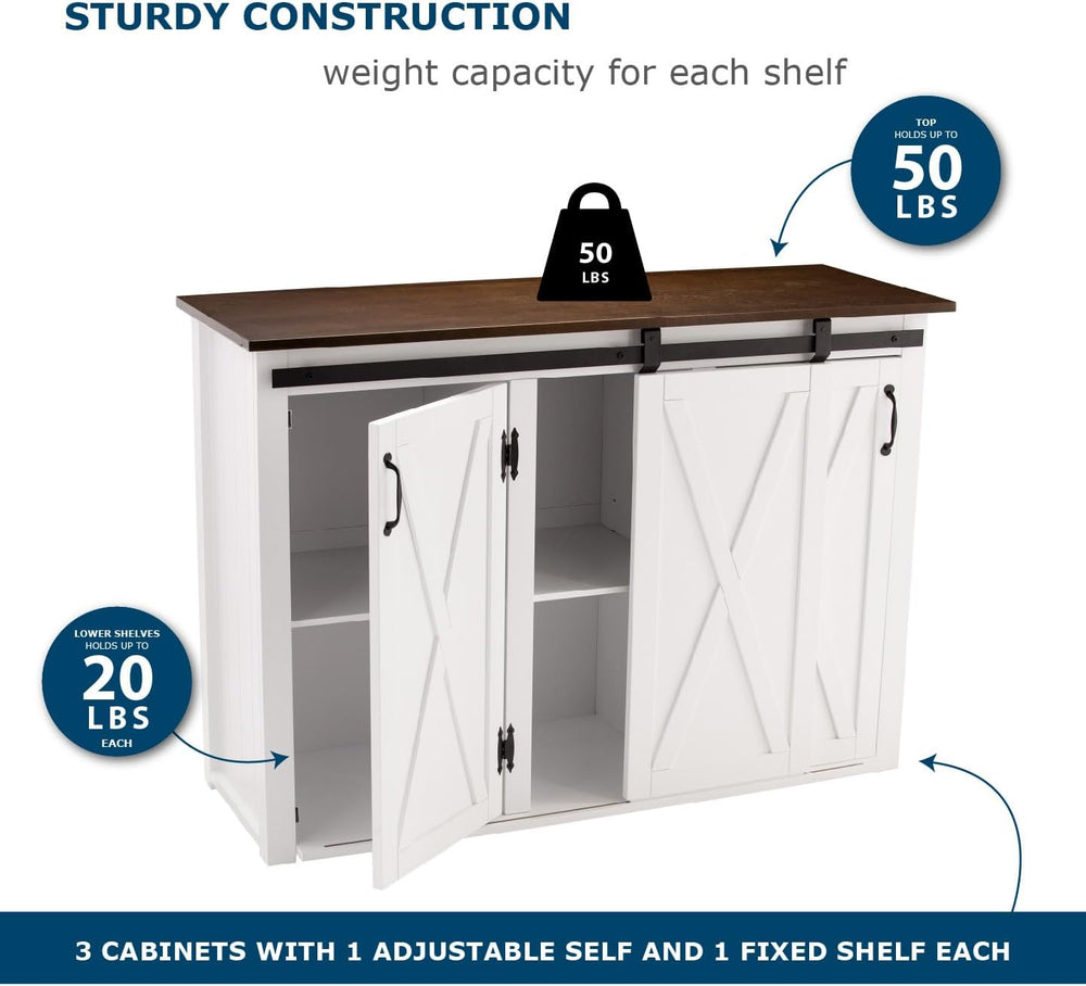 SEI Furniture - Leshire Barn-Door Kitchen Island - Transitional Design, Brown...