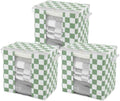 Green Checkered Clothes Storage Bins, 100L Large Blanket Storage Bags 3 Pack, Closet Organizers and Storage Containers for Comforters, Bedding, Foldable Organizer with Handle
