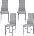 PU Dining Chairs Set of 4, Modern Kitchen & Dining Room Chairs Faux Leather Upholstered Dinner Chairs with Metal Legs for Small Space (Gray, Crossbar)