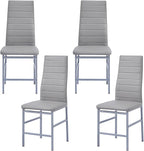 PU Dining Chairs Set of 4, Modern Kitchen & Dining Room Chairs Faux Leather Upholstered Dinner Chairs with Metal Legs for Small Space (Gray, Crossbar)