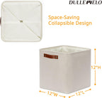 DULLEMELO Baskets For Organizing, Cube Storage Bins 12x12 Storage for Toys, Books and Clothes, Foldable Storage Bin for Office, Home, Shelves, Closets Organizing(4 Pack - 12" Beige)