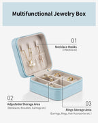 VLANDO Travel Jewelry Case, Compact Design, Necklace Hook, Anti-Tangle | Removable Dividers, Waterproof PU Leather, Scratch-Resistant Lining, Portable Storage for Rings, Earrings, Necklace，Bracelet