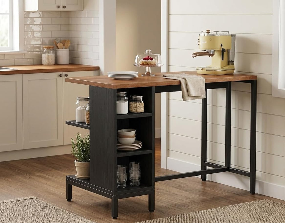 Kitchen Island with 5 Open Storage Shelves and Large Worktop, Rolling Kitchen...