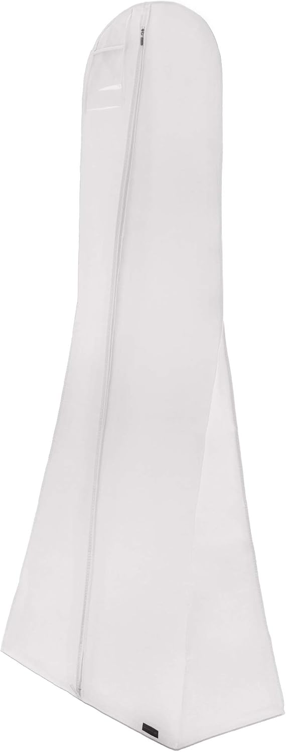 HANGERWORLD Large Wedding Dress Garment Bag Cover - 72" x 24" with Extra Wide Gusset 32" for Long Poufy Dress and Trains, Breathable, Acid-Free (White)