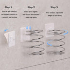 Wall-Mounted Spiral Hair Tool Holder, Adhesive Bathroom Organizer for Toothbrush and Makeup Brushes, Stainless Steel, 8 x 7 cm (3)