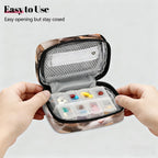 Funny Cats Print Pill Organizer Travel Medicine Case with Zipper Daily Vitamin Storage Bag Portable 8 Slot Weekly Pill Box Supplement Holder for Home Office Gym Travel