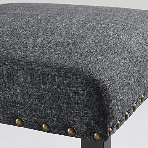 Roundhill Furniture Biony Gray Fabric Dining Chairs with Nailhead Trim, Pack ...