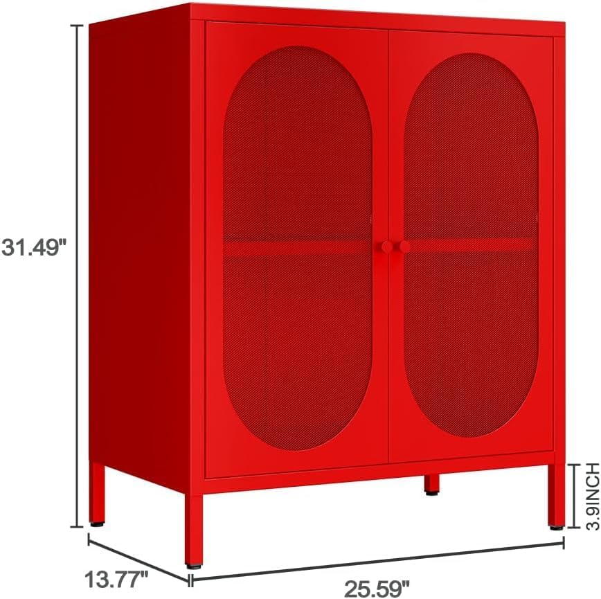 2 Door Accent Cabinet,Metal Storage Cabinet with Adjustable Shelf,Buffet Side...
