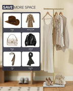 Coat Rack, T-Shaped Freestanding Metal Clothes Stand with Sintered Stone Base, Stable & Sturdy Storage for Coats, Hats, Bags, and Scarves, Ideal for Entryway, Office, and Bedroom, 15.7" x 9.8" x 66.5"