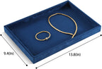 Jewelry Organizers And Storage, Velvet Jewelry Trays,Premium Flat Watch Tray,Luxury Jewelry Display For Vendors,Blue Necklace Display For Selling