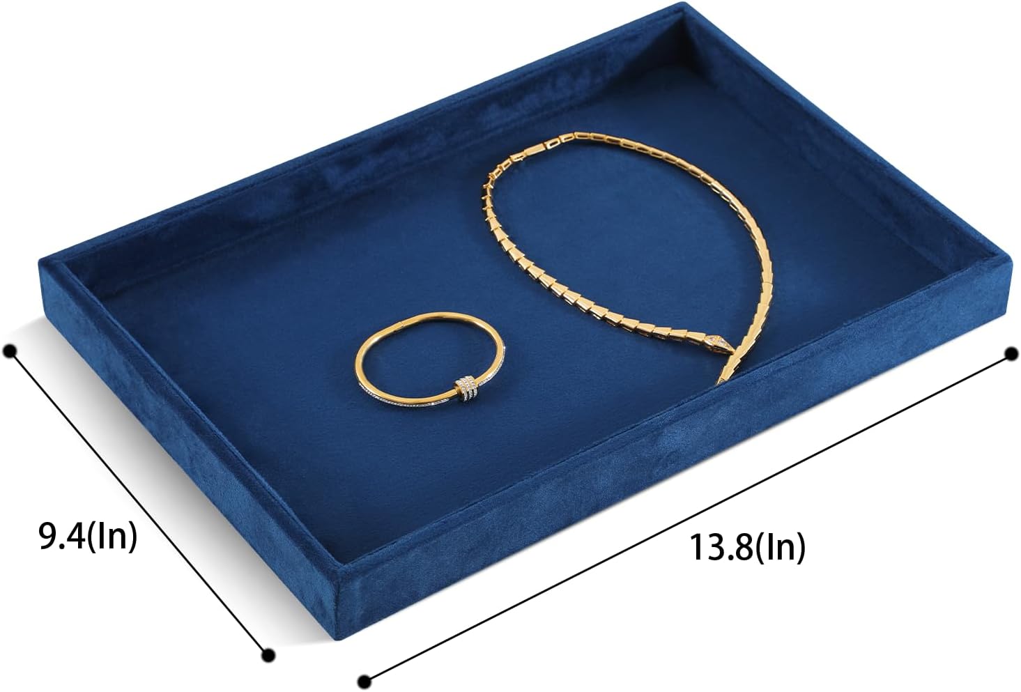 Jewelry Organizers And Storage, Velvet Jewelry Trays,Premium Flat Watch Tray,Luxury Jewelry Display For Vendors,Blue Necklace Display For Selling