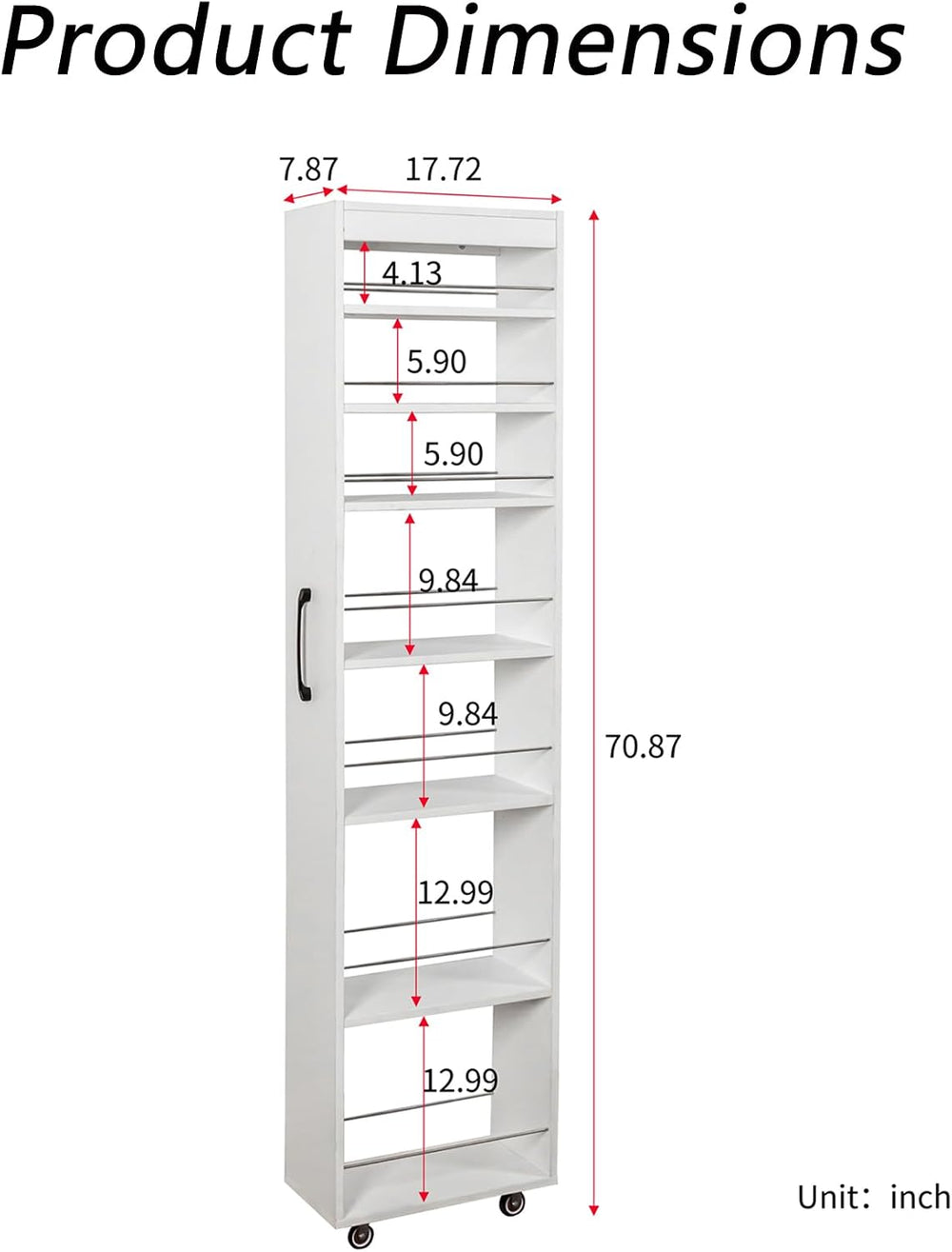 Domesto 7 Tier Slim Storage Cart, Rolling Spice Rack Next to Fridge Slim, Woo...