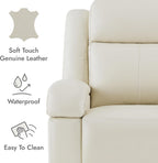Watson & Whitely Genuine Leather Wall Hugger Power Recliner, Cream | Recliner Chair for Adults, Power Headrest, USB/Type-C Charging Ports, Electric Reclining Sofa Chair for Living Room, RV