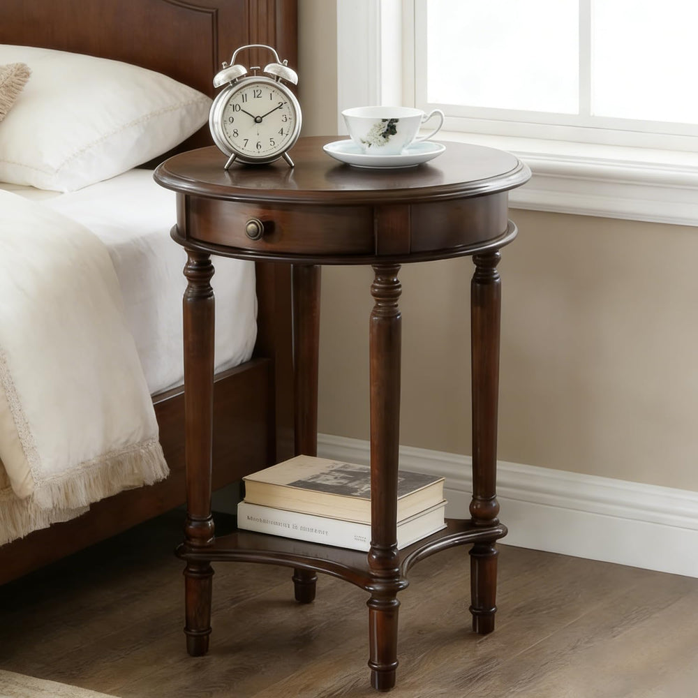 YUNMUAIR-Vintage End Side Table Solid Wood End Table with Drawer and Storage ...