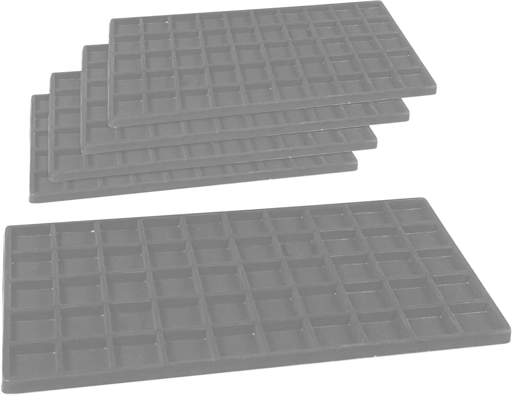 Novel Box 5 Pack 50-Slot Gray Liner Jewelry Storage Tray Inserts 14.75x8.25x1 Inches - Jewelry Organizer Pad for Drawers & Store Displays - Jewelry Display Pads for Rings Earrings & Pendants