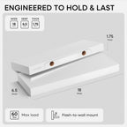 Homeforia White Floating Shelf 18 inch, High End Solid Real Wood 18inch Bathroom Floating Shelves for Wall Mounted, White Wooden 18in Floating Shelves, Heavy Duty Bracket, 18 X 6.5 X 1.75 in, Set of 3