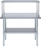Stainless Steel Work Table with Wide Single Tier Overshelf | Metal Kitchen Prep Table & Shelving Combo (18" x 48" Work Table + 12" Overshelf)