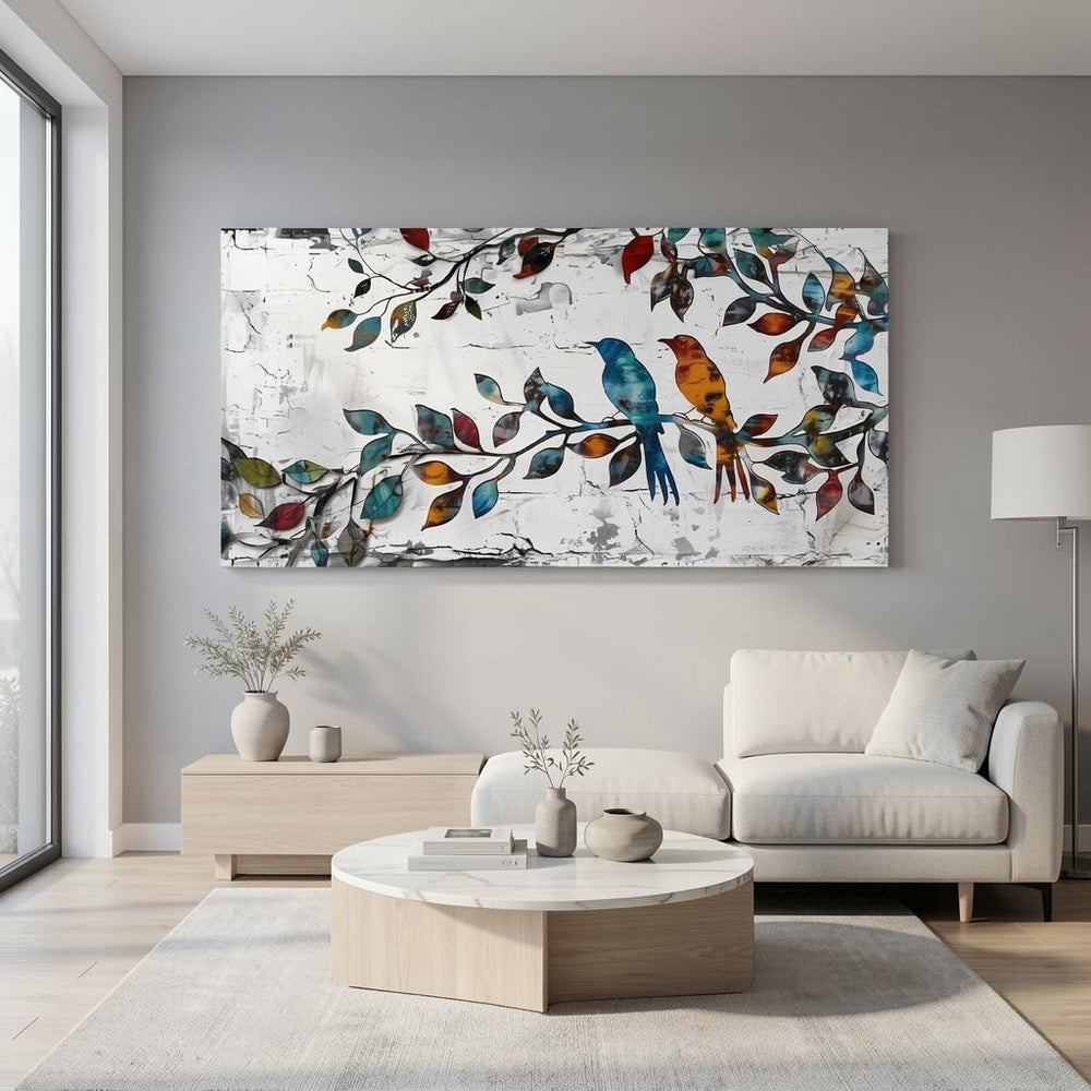 Wall Art Funny Paintings Colorful Birds on a Branch Art Mural Pop Art Home Of...